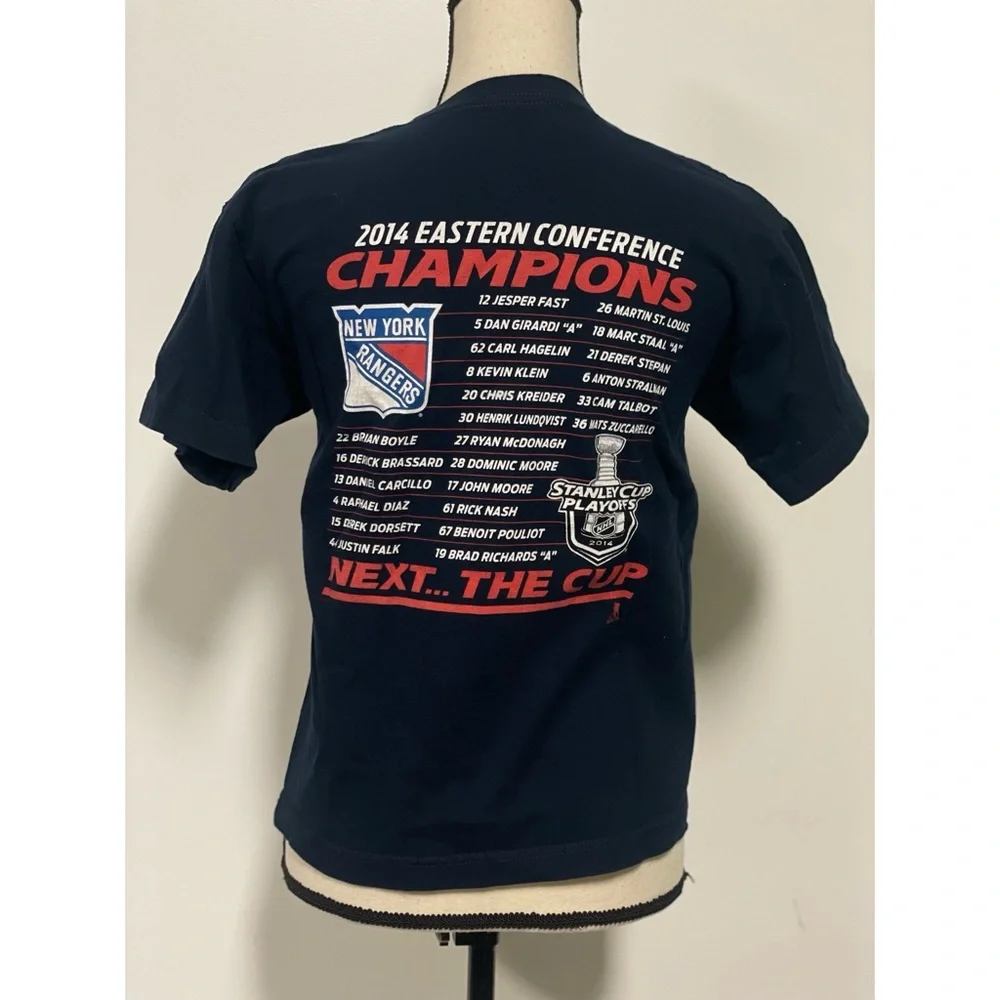 Kids Reebok NY Rangers 2014 Eastern Conference Championship T-Shirt Blue Size M - Picture 6 of 6